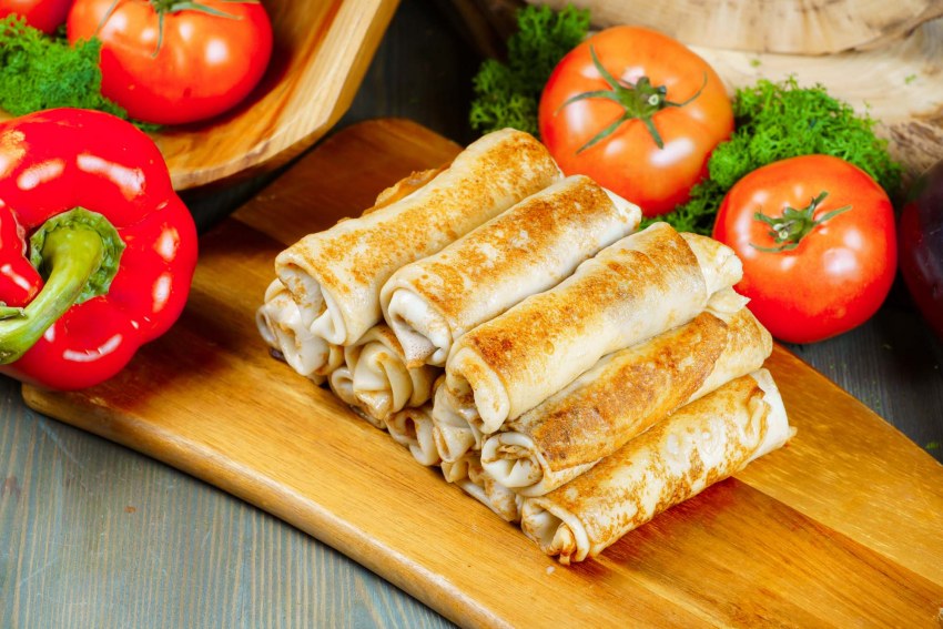 Блины с курицей и грибами