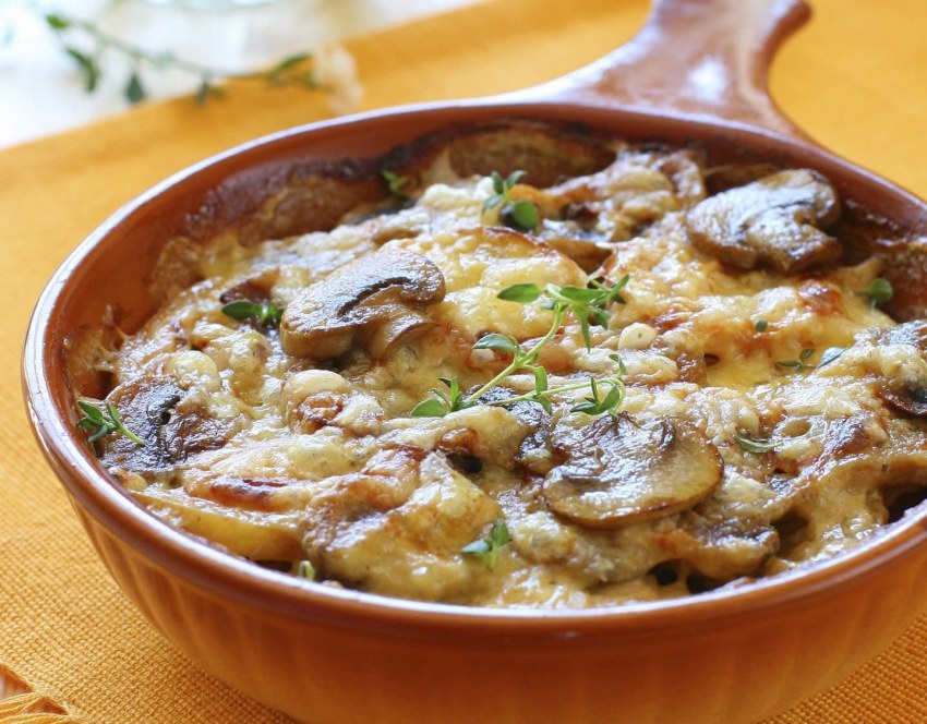 Рисовая запеканка с шампиньонами