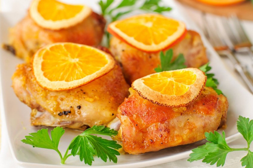 Курица с апельсинами в духовке