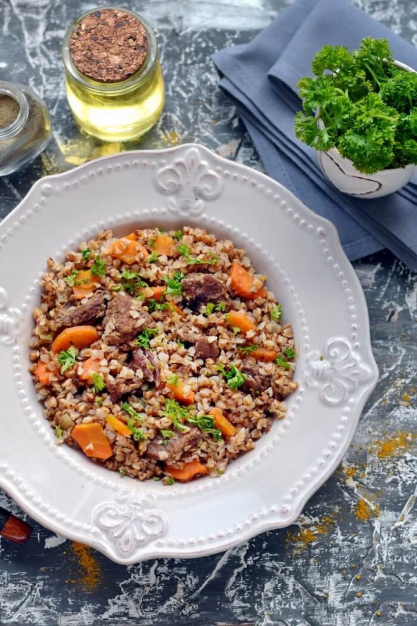 Гречка с курицей на сковороде