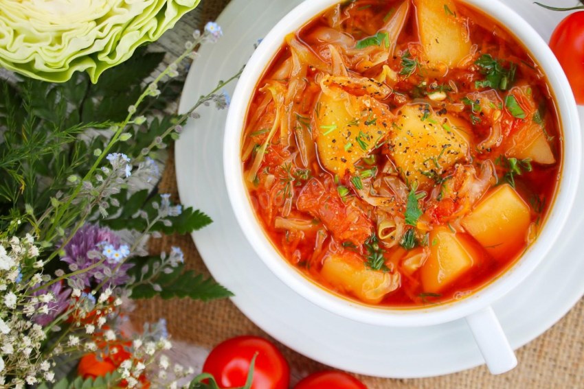 Борщ с грибами по кубански