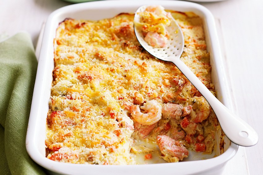 Лазанья с морепродуктами в сливочном соусе