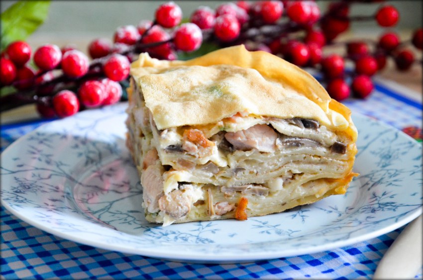 Блинный пирог курник
