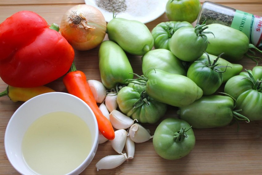 Корейская закуска из зеленых помидор