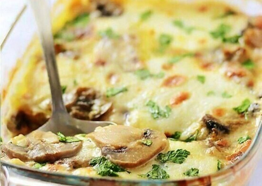 Куриная запеканка с грибами