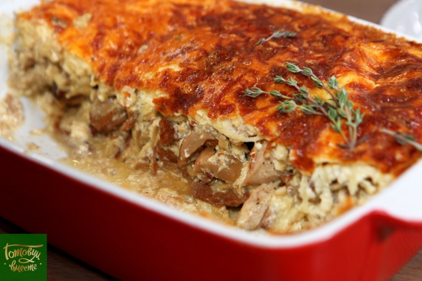 Кабачки с грибами и сыром запеченные в духовке