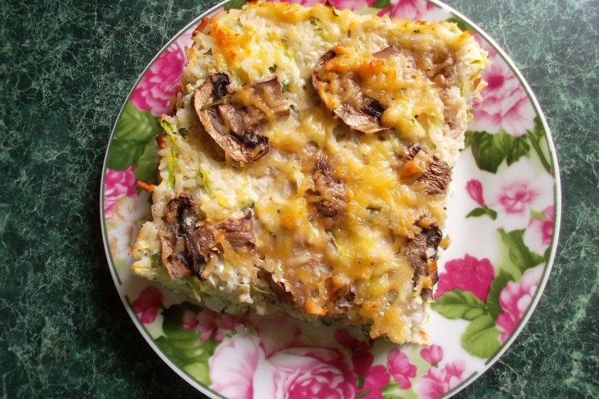 Рисовая запеканка с грибами
