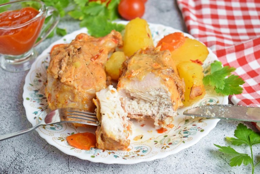 Запеченный кролик в духовке с сыром