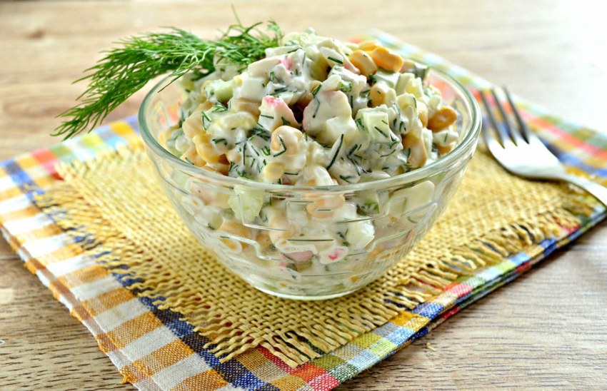 Салат из крабового мяса с огурцом сыром и др Ингрид