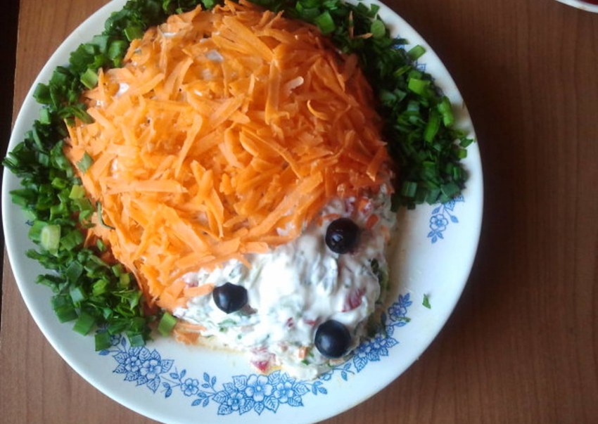 Салат Ёжик с корейской морковкой