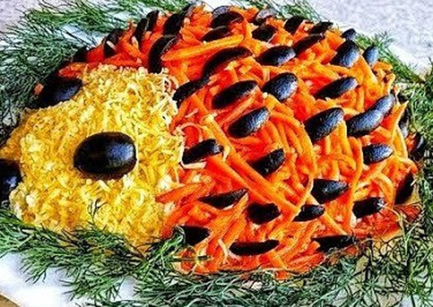 Салат Ежик украсить