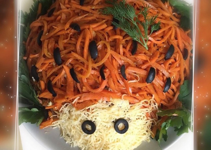 Салат Ёжик с корейской морковкой