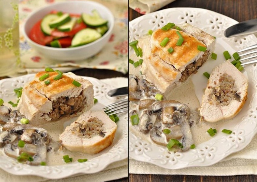 Куриная грудка фаршированная грибами