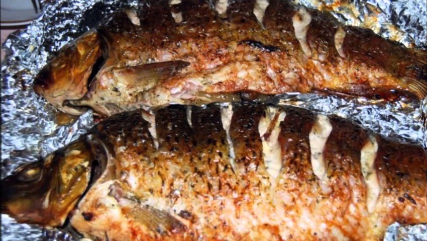 Шашлык из карпа на мангале