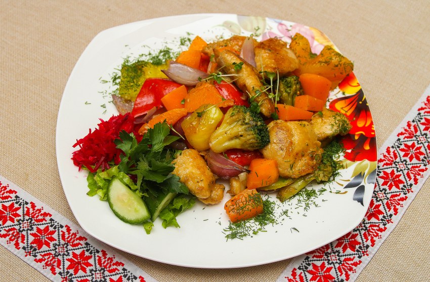 Куриное филе с капустой брокколи