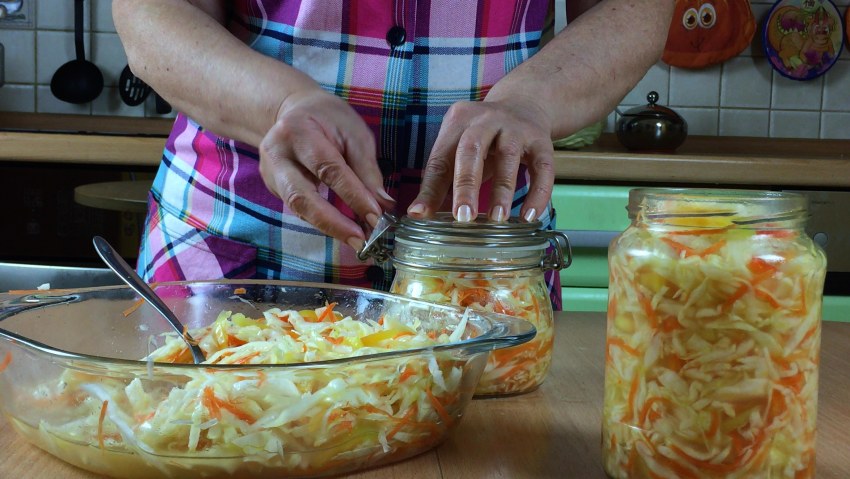 Соленая капуста с лисичками