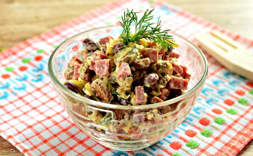 Винегрет с маринованными грибами
