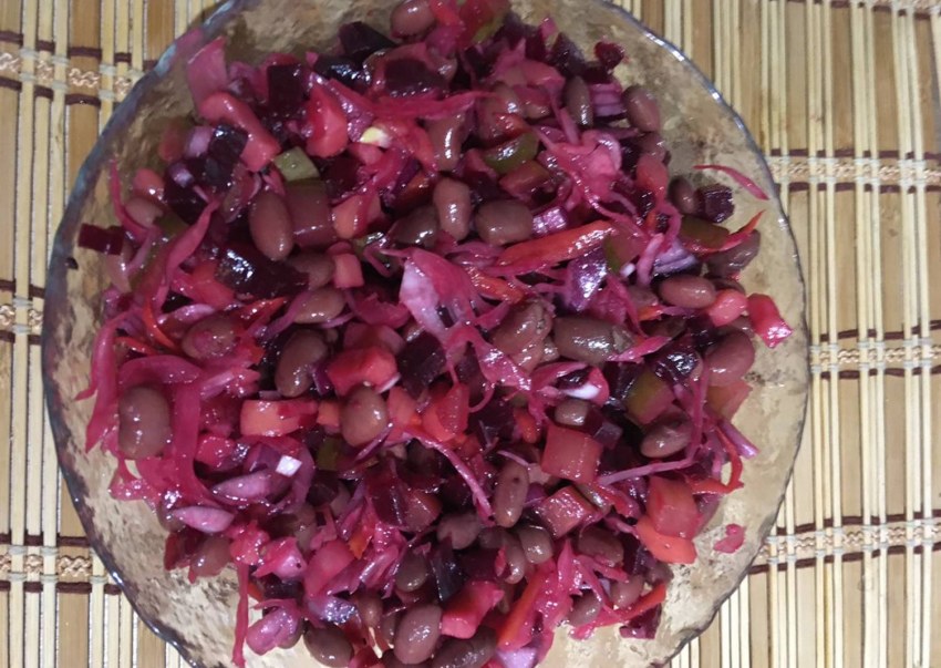 Винегрет с кальмарами и морской капустой