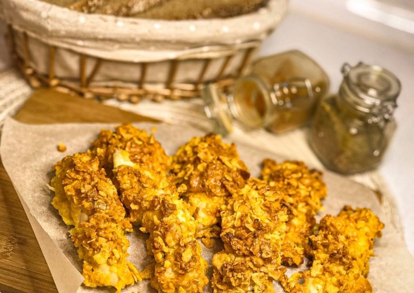 Куриная грудка в кукурузных хлопьях в духовке