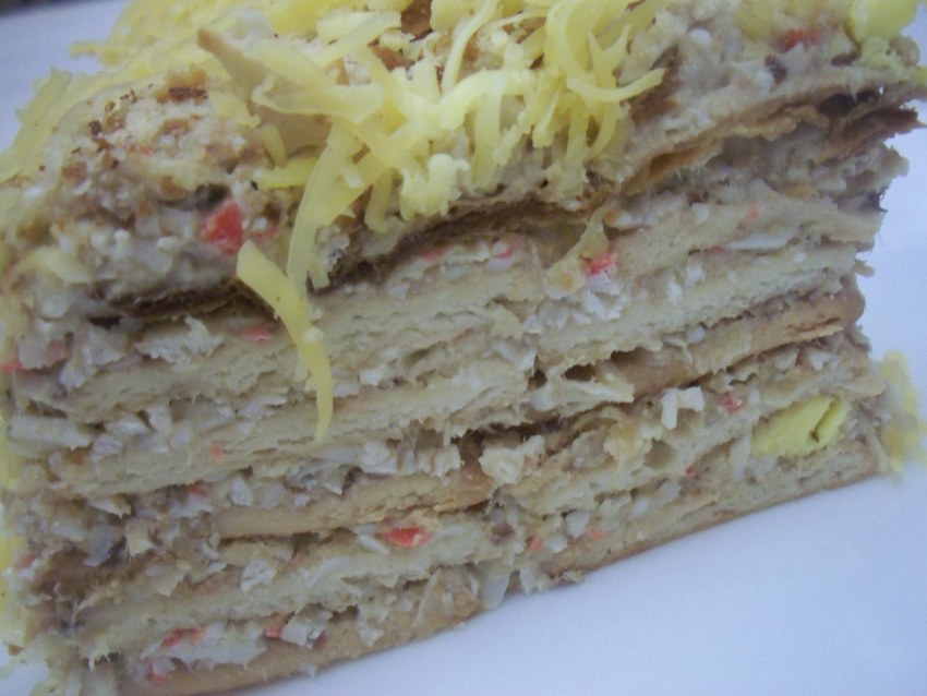 Закусочный Наполеон с грибами