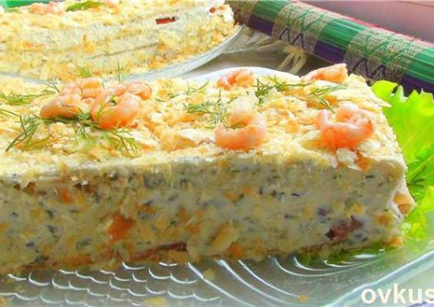 Закусочный торт с семгой