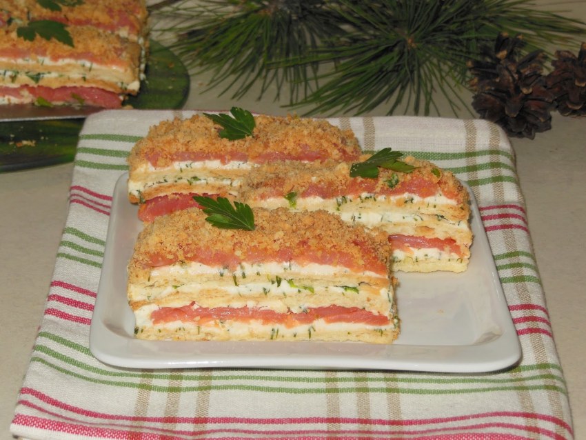 Закусочный торт Наполеон мясной