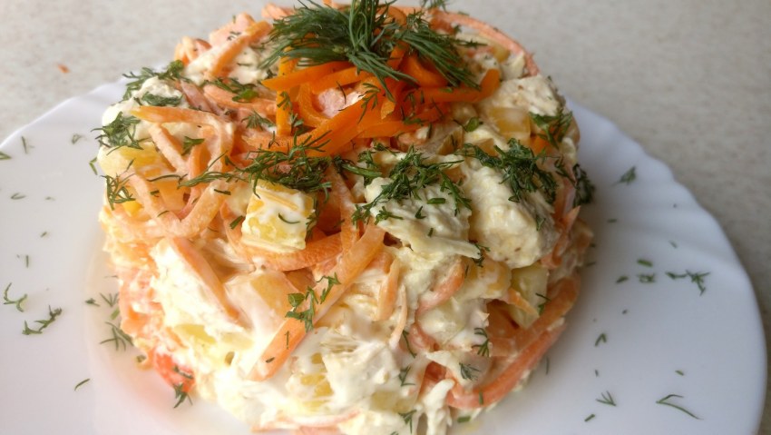 Салат с Марковка по корейский и куриной грудкой