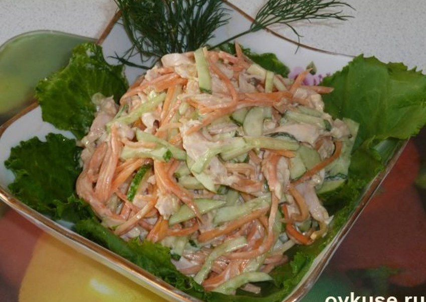 Салат с Марковка по корейский и куриной грудкой