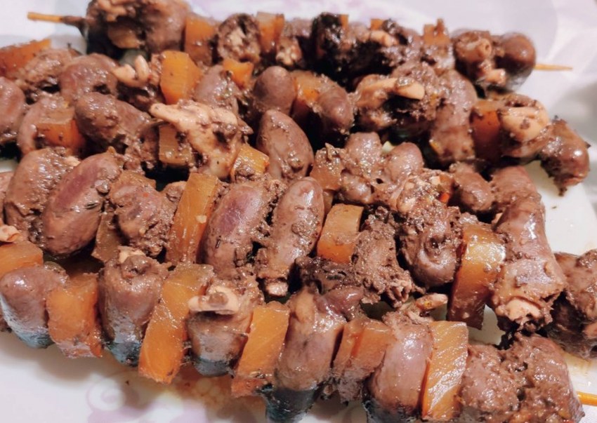Куриные сердечки шашлык