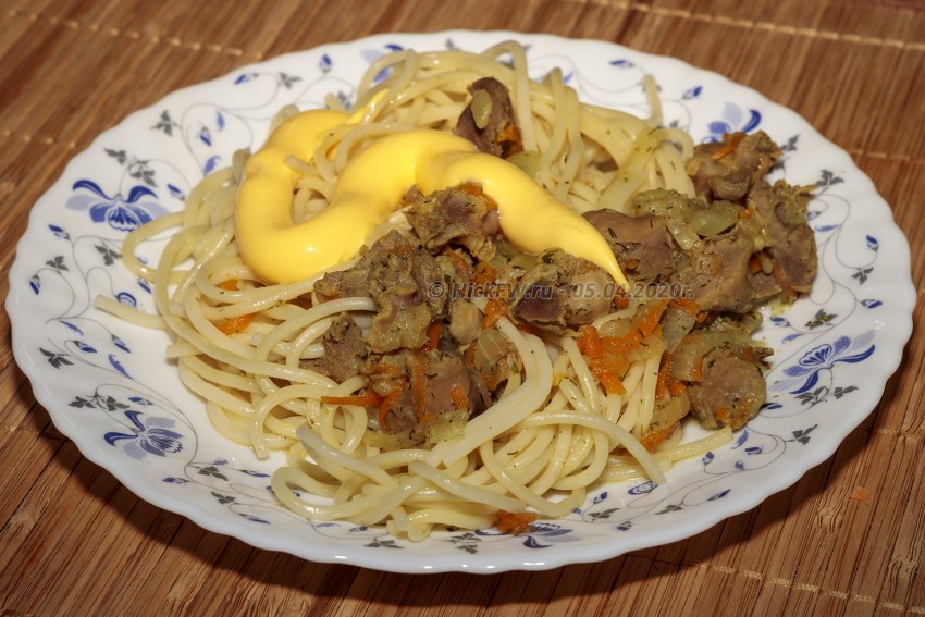 Куриные желудочки, гуляш