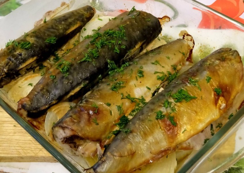 Скумбрия запеченная с соевым соусом и горчицей