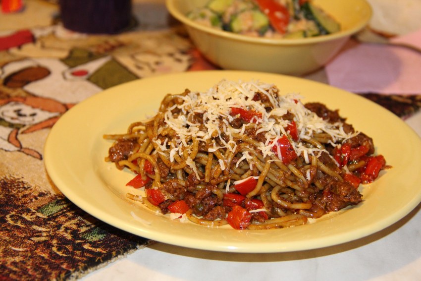 Паста с говядиной и белыми грибами