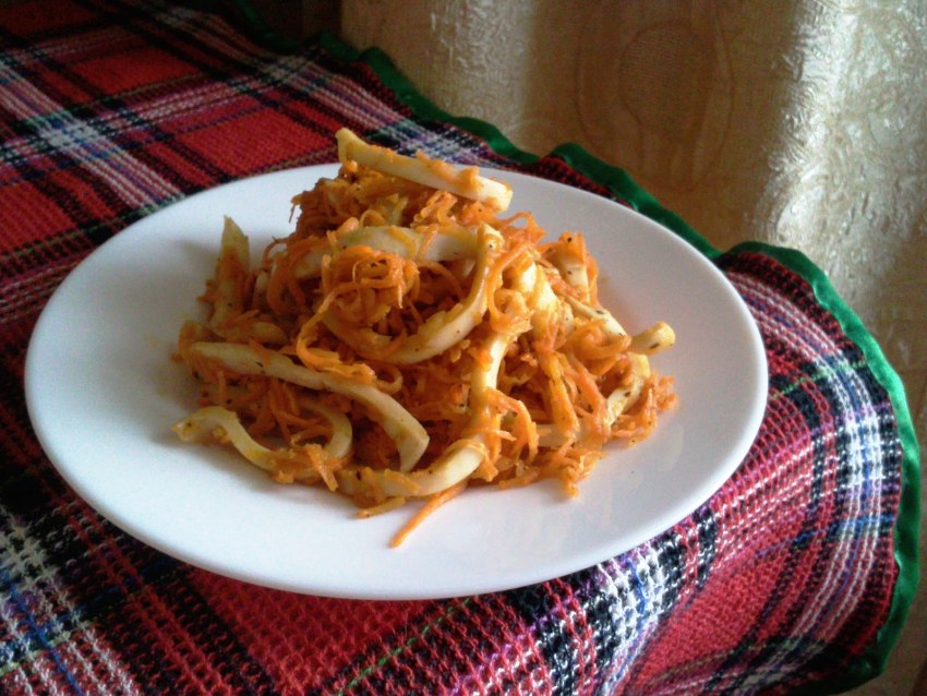 Морковь по-корейски с кальмарами