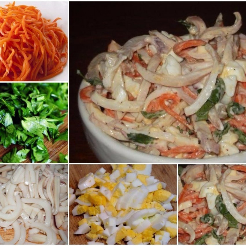 Салат с кальмарами и морковью по-корейски