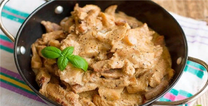 Куриная печень с грибами