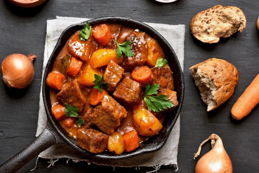 Томленая говядина с овощами