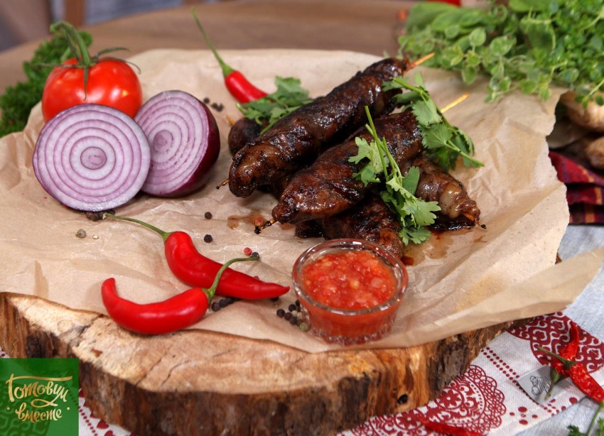 Шашлык из говяжьей печени