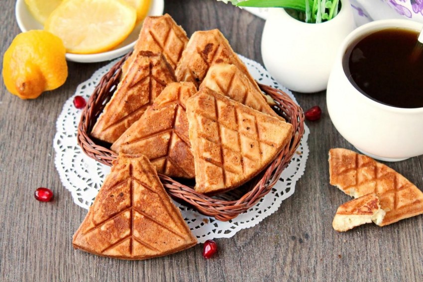 Вафли из рисовой муки в вафельнице