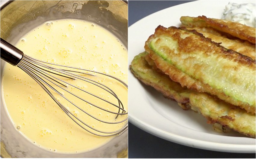 Кабачки жареные в кляре с чесноком