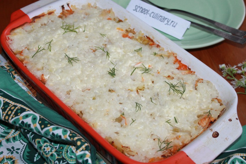 Запеканка с рисом и капустой