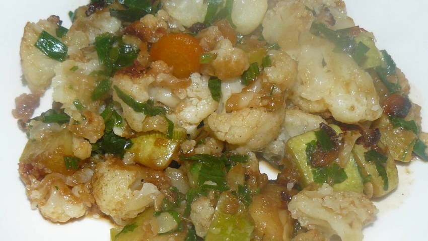 Рис с кабачками и цветной капустой