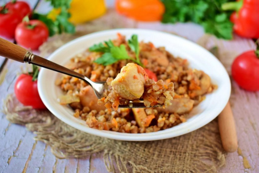 Печень с гречкой