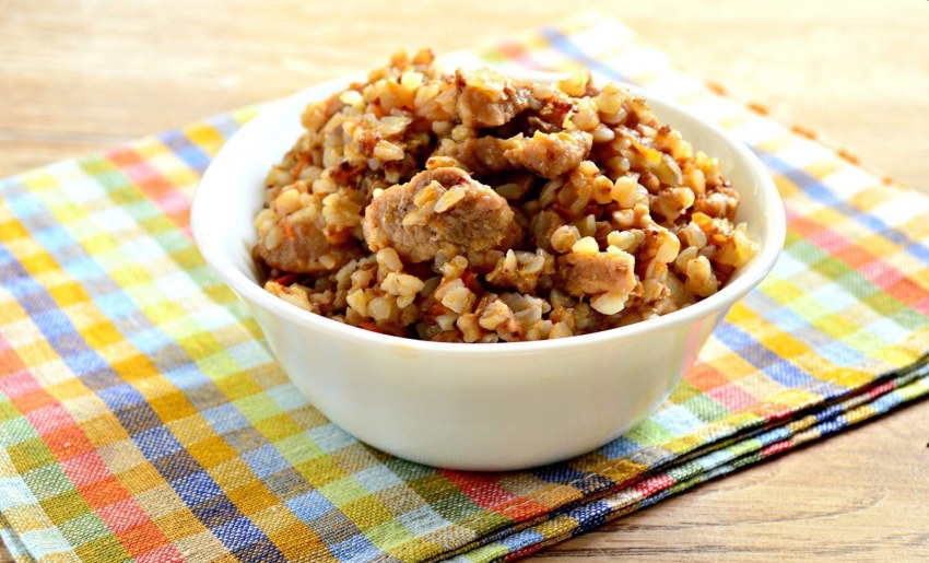 Гречка с шашлыком