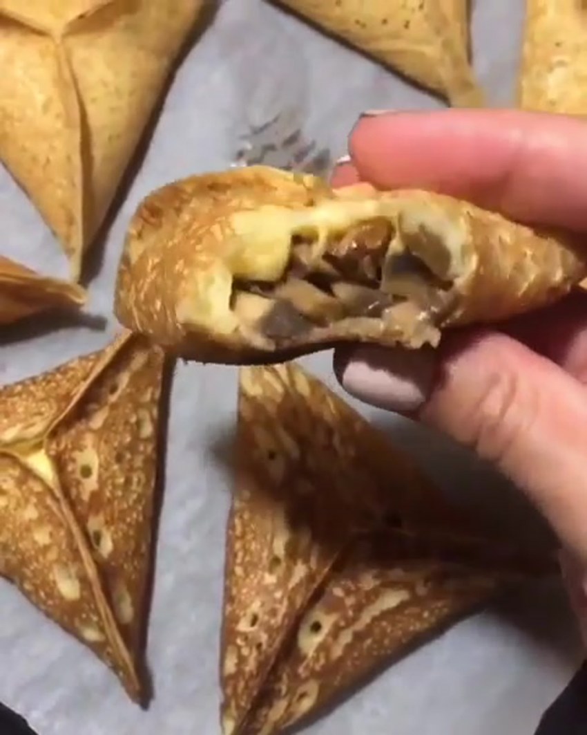 Арабские блинчики с курицей грибами и сыром