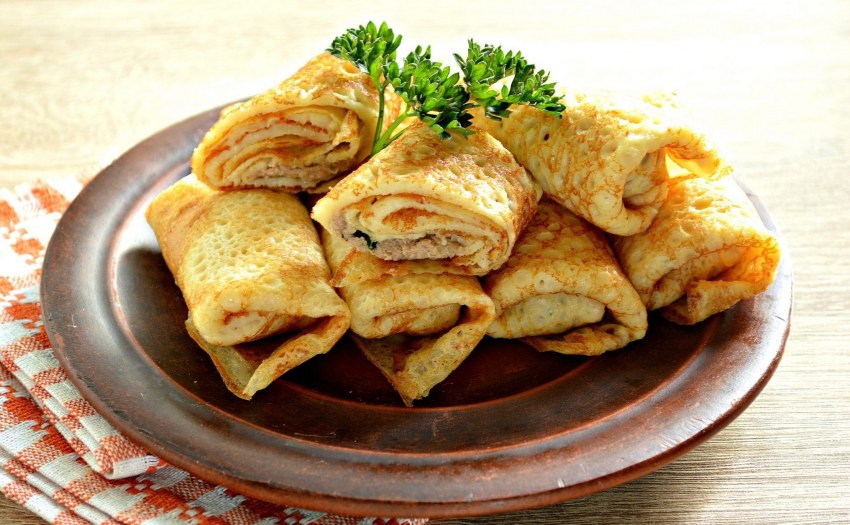 Блинчики закрытые с грибами