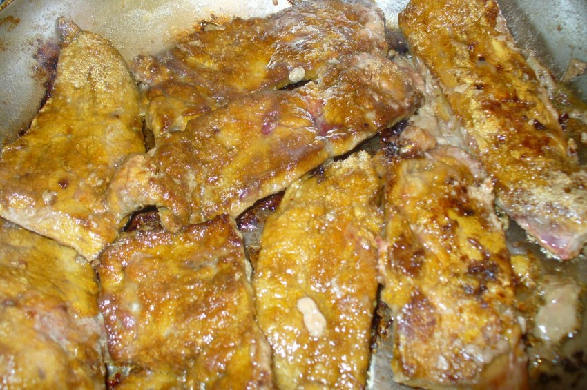 Печень под овощами