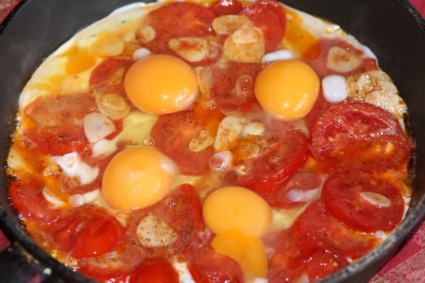 Омлет с кабачками и креветками