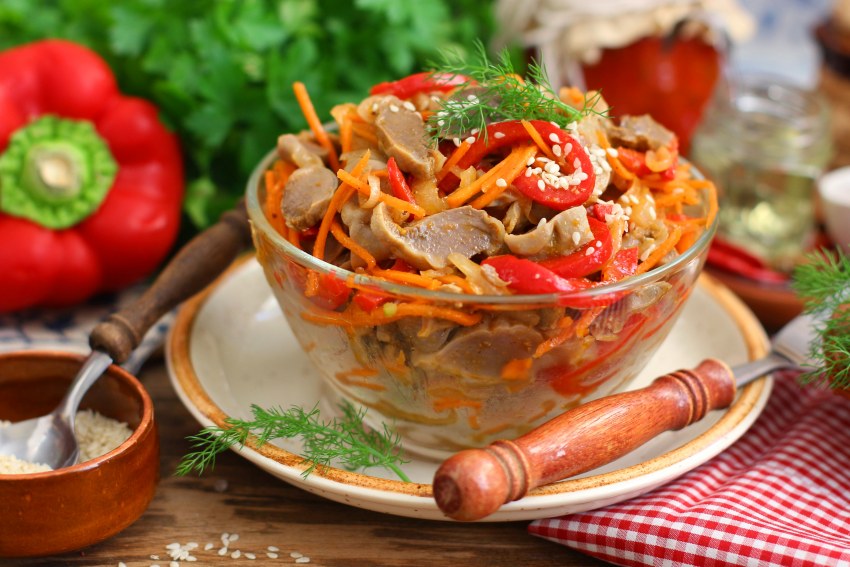 Закуска из куриных желудков