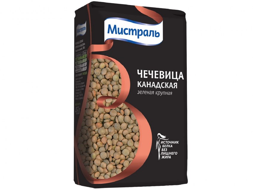Крупа чечевица "Мистраль" красная колотая для супов и гарниров 450гр