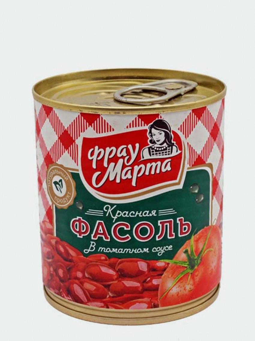 Фасоль Кубаночка красная в томатном соусе, жестяная банка 400 г